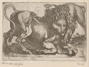 A Lion Attacking a Bull by Antonio Tempesta