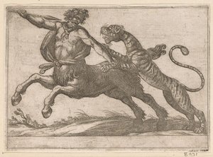 A Tiger Fighting with a Centaur