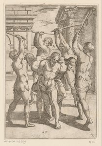 The Beating of Three Saints Bound Back to Back by Antonio Tempesta