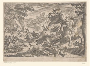 Boar Hunt (Hunting Scenes, Part 6) by Antonio Tempesta
