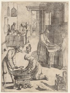 Men and Women Weighing, Sieving and Cooking Broth by Antonio Tempesta