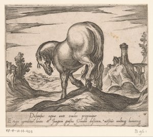 Horse Descending a Hill Seen from Behind