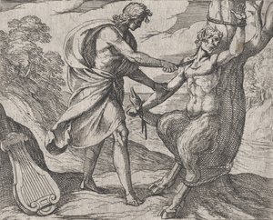 Plate 58: Apollo Killing Marsyas Marsyas Victus ab Apolline Excoriatur, from Ovid