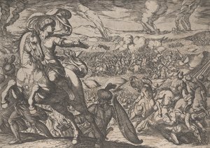 Plate 6: Darius Fleeing from the Battlefield, from The Deeds of Alexander the Great