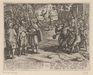 Romans Buying Young Dutch Men from the Dutch Elders (series title: The Batavian Wars Against the Romans) by Antonio Tempesta