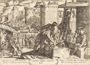The Israelites Rebuilding the Walls of Jerusalem by Antonio Tempesta