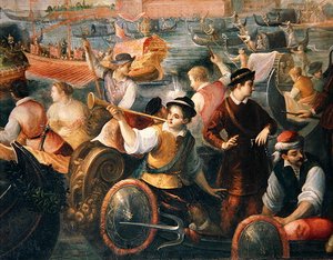 The Disembarkation of Caterina Cornaro in Venice in 1489 (detail) by Antonio Vassilacchi