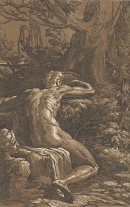 Man seated viewed from behind Narcissus by Antonio da Trento
