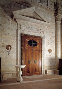 Wooden Door, Interior View of Church of St Biagio