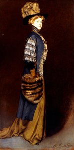 An Elegant Lady with a Fur Muff by Antonio de la Gandara