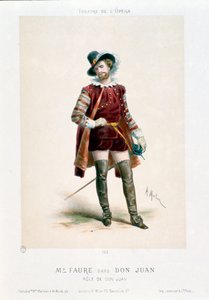 Singer Jean-Baptiste Faure performing Don Giovanni in the opera of the same name by Wolfgang Amadeus Mozart during a performance at the Opera Theatre in Paris by Antony Paul Emile Morlon