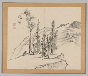 Double Album of Landscape Studies after Ikeno Taiga, Volume 2 Leaf 21 by Aoki Shukuya