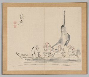 Double Album of Landscape Studies after Ikeno Taiga, Volume 2 leaf 28, 18th century by Aoki Shukuya