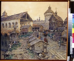 The Resurrection Bridge in Moscow in the 17th Century.