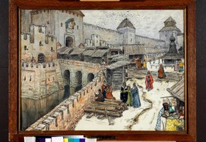 Moscow in the 17th century, booksellers on the Christ the Savior Bridge
