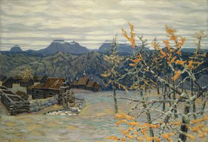 Village in the Ural Mountains by Apollinari Mikhailovich Vasnetsov