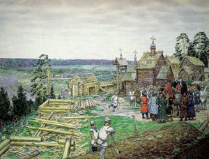 The Founding of the Moscow Kremlin, 1156 by Appolinari Mikhaylovich Vasnetsov