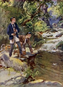 Catching a trout by Archibald Bertram (after) Webb