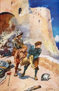 Friends rescuing a fallen comrade from a castle