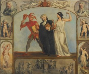 Portrait of Renton Nicholson with Allegorical Scenes and Figures by Archibald Henning