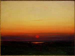 Sunset over the Steppe by a Lakeshore by Archip Iwanowitsch Kuindschi