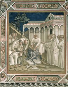 The Heavy Stone (detail) from the Life of St Benedict (c.480-c.550) in the Sacristy (1387)