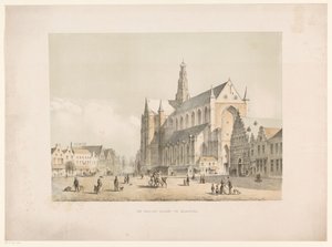 View of St. Bavo Church and the Great Market in Haarlem by Arie Ketting de Koningh