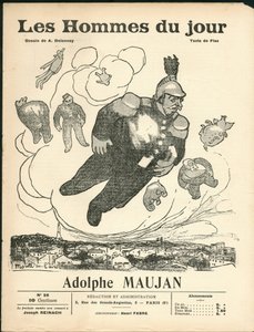 Cover of “Les Hommes du jour”, ca. 1905 - Illustration by Aristide Delannoy (1874-1911): Balloons de baudruche - Clemenceau George, Jaures Jean, Fallieres Armand (1841-1931), Maujan Adolphe (1853-1914) by Aristide Delannoy