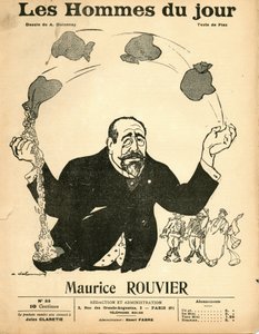 Cover of “Les Hommes du jour”, circa 1906 - Illustration by Aristide Delannoy (1874-1911): Silver - Rouvier Maurice (1842-1911) - Juggling by Aristide Delannoy