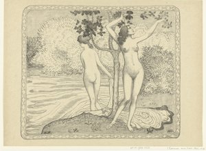 Two Bathing Women by the Waterside (Summer; The Trial) by Aristide Maillol