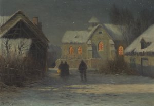 Midnight Mass, Christmas Night in Bertincourt, Champagne by Armand Guery