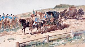 A Postillion Mounted on a Carriage Horse, 19th Century, 1886