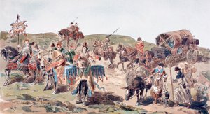A Wagon Travelling with Escort in the 15th Century, 1886 by Armand Jean Heins