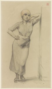 Standing Factory Girl Leaning Against a Doorpost by Armand Rassenfosse