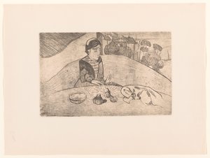 Breton Peasant Woman at the Table by Armand Seguin (possibly)
