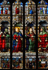 Saint Matthias, Ezra, the prophet Habacuc and the Sibylle Tiburtine - Stained glass of the Chapel of the Passion, of Arnaud de Moles completed in 1513 - Cathedrale Sainte Marie d
