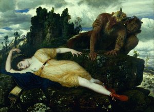 Sleeping Diana, Contemplated by Two Fauns by Arnold Böcklin