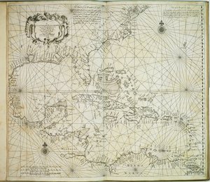 The Carybsche Eylanden of Barbados to the bend of Mexico by Arnold & Colom Jacob Aertsz (1600 73) Colom