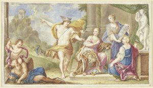 Mercury Shows the Arts the Way to a Sanctuary on a Steep Hill by Arnold Houbraken