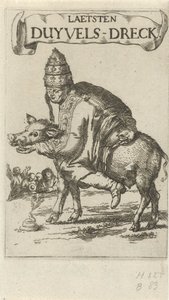 Pope on a Pig (Title Page for: J. Lydius, Laetsten Duyvels-Dreck, 1687)