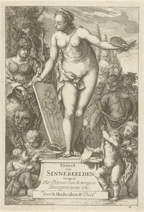 Personification of Painting on a Pedestal (Title Page of: Theatre of Emblems, Second Part)