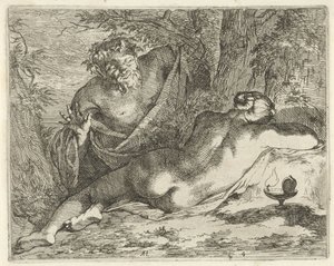 Sleeping Nymph Spied by a Satyr (Scene of Emblems series)