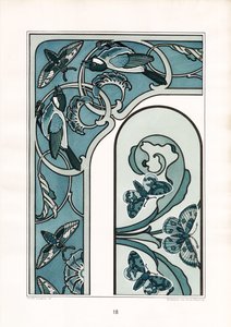 Art Nouveau Frame Ornament with Birds and Moths by Arnold Lyongrün