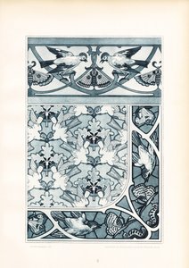 Bird Ornaments and Butterfly Patterns in Blue Tones by Arnold Lyongrün