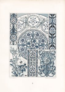 Blue and White Wild Rose Motifs and Ornamental Structures by Arnold Lyongrün