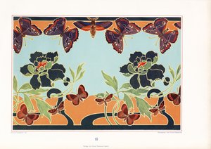 Border with Peonies and Butterflies by Arnold Lyongrün