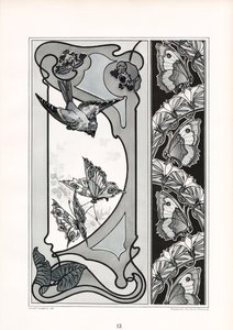 Decorative Panels and Border with Bird and Butterfly Motifs by Arnold Lyongrün