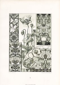 Poppy Flower Ornaments in Monochrome by Arnold Lyongrün