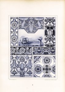 Poppy Motifs and Geometric Ornaments in Blue Tones by Arnold Lyongrün