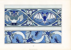 Zoomorphic Ornamental Bands in Blue Tones by Arnold Lyongrün